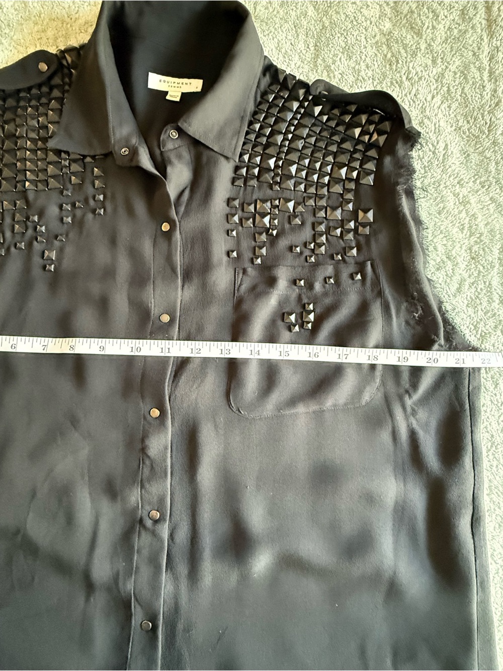Equipment Black Studded Sleeveless Blouse - Picture 4 of 12
